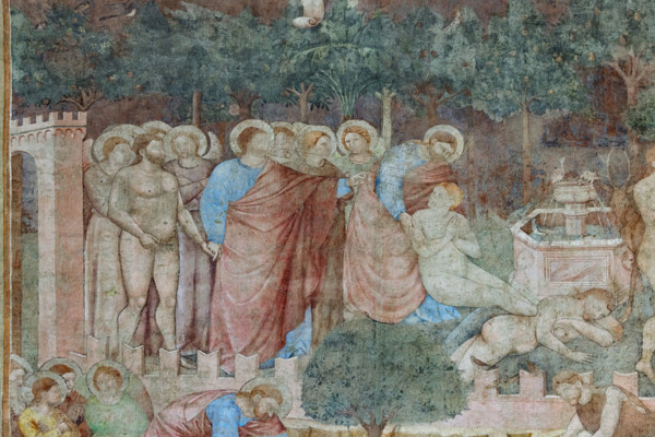 Pisa, Camposanto monumentale:
 “Storie di Adamo ed Eva”;  affreschi di Piero di Puccio, 1389/1391.