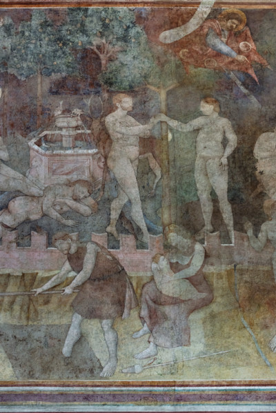 Pisa, Camposanto monumentale:
 “Storie di Adamo ed Eva”;  affreschi di Piero di Puccio, 1389/1391.