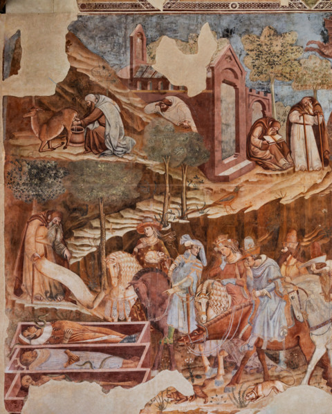Pisa, Monumental Cemetery: "Triumph of Death," detail of the frescoes by Buonamico Buffalmacco,