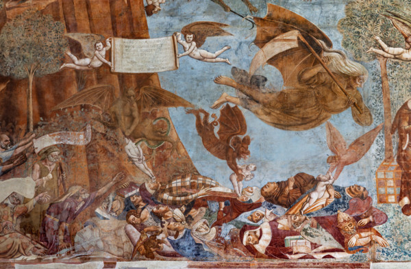 Pisa, Camposanto monumentale: ”Trionfo della Morte”, particolare degli affreschi di Buonamico