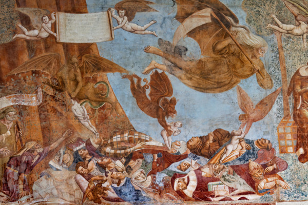 Pisa, Camposanto monumentale: ”Trionfo della Morte”, particolare degli affreschi di Buonamico