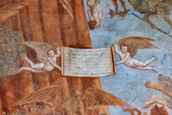 Pisa, Camposanto monumentale: ”Trionfo della Morte”, particolare degli affreschi di Buonamico
