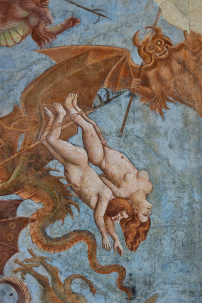 Pisa, Camposanto monumentale: ”Trionfo della Morte”, particolare degli affreschi di Buonamico