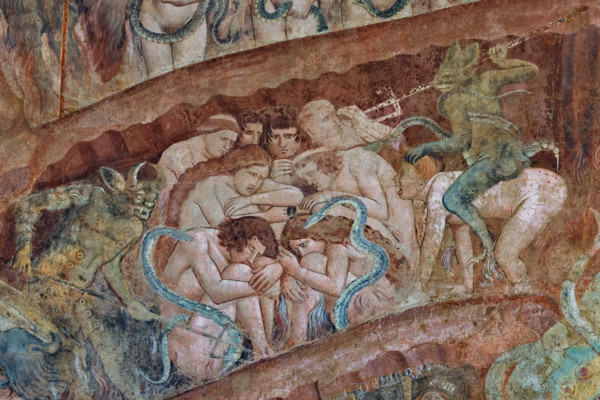 Pisa, Camposanto monumentale:
“Inferno”.  Affreschi di Buonamico Buffalmacco, 1336/1341