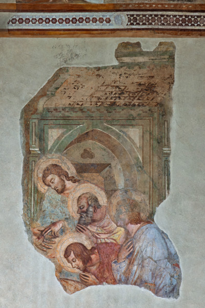 Pisa, Monumental Cemetery, East Wall: 
fragment of the "Incredulity of St. Thomas”. Frescoes by