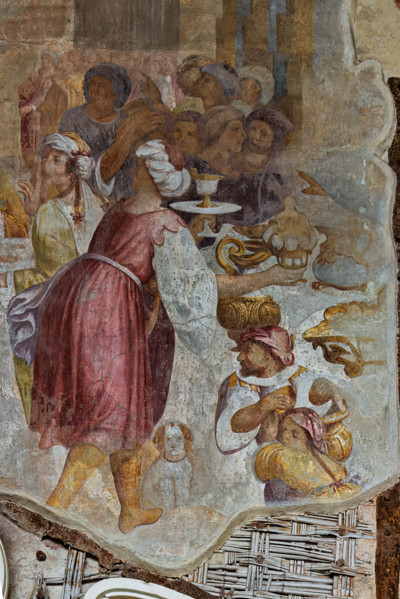 Pisa, Camposanto monumentale:
“Il convito di Baldassarre”, affreschi di Zaccaria Rondinosi, 1664.