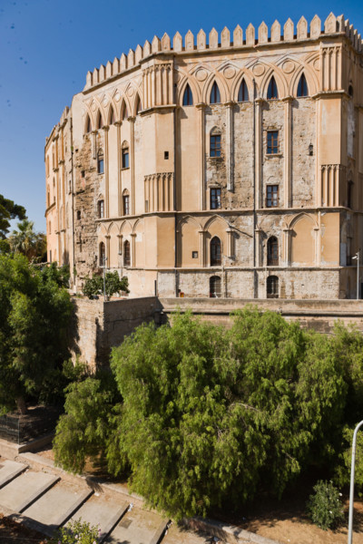 Palazzo Reale (Palazzo dei Normanni), fronte Sud-Ovest:
Palazzo Reale o "dei Normanni", Palermo