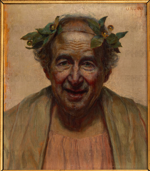 Umberto Ruini (1869-1955); “Uomo con corona d’alloro” (olio su cartone, 40 x 35).
Collezione
