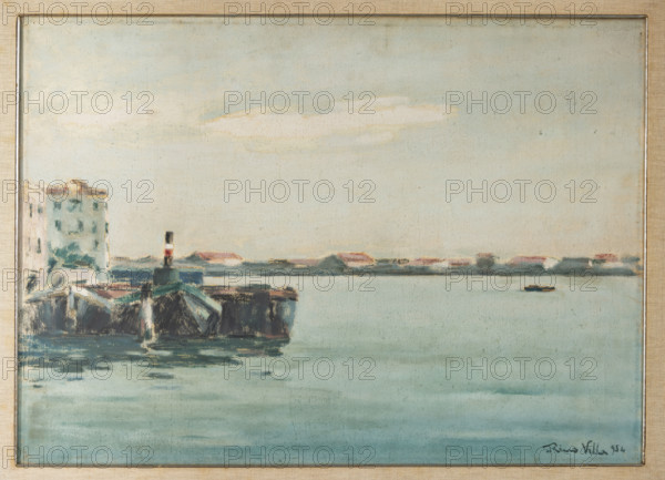 Collezione Assicoop Unipol, inv. n° 971: 
Rino Villa (1904 - 1994); “Canale della Giudecca - 1954”