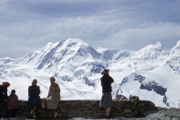 Lyskamm Mountain Peak in Winter, View from Gornergrat, Switzerland, 1956