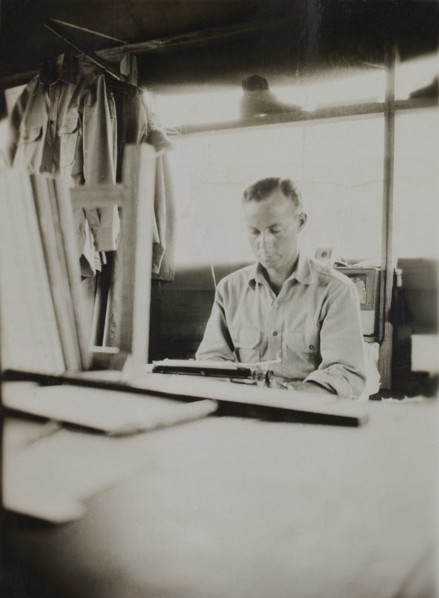 Military Soldier Typing Orders, WWII, 325th Infantry, US Army Military Base, Camp Claiborne, Louisiana, USA, 1942