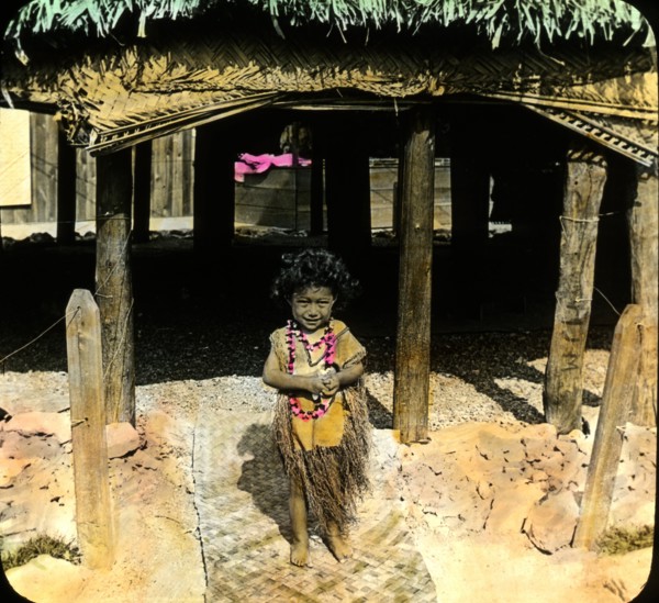 Portrait of Child at Home, Samoa, Magic Lantern Slide, circa 1910