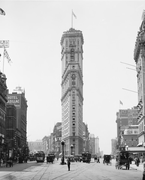 Times Building, 42nd Street and Longacre Square, New York City, New York, USA, Detroit Publishing Company, 1908