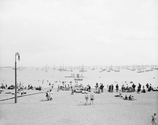 Bathing at City Point, South Boston, Massachusetts, USA, Detroit Publishing Company, 1905