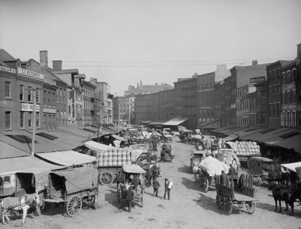 Street Scene, Dock Street, Philadelphia, Pennsylvania, USA, Detroit Publishing Company, 1908