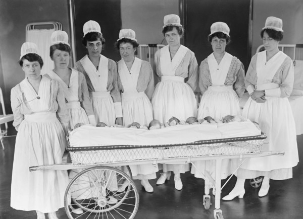 Group of Nurses with Newborn Babies, Harris & Ewing, 1916