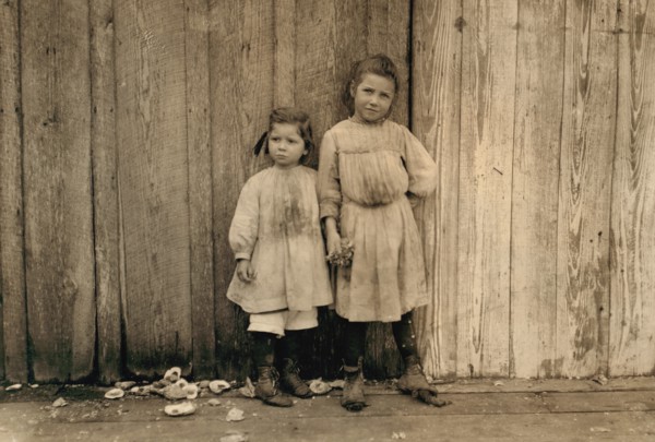 Portrait of Two Young Girls who Work as Shrimp Pickers at Peerless Oyster Company, Bay St. Louis, Mississippi, USA, Lewis Hine, 1911