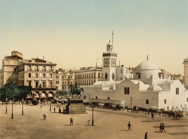 Government Place and El Jedid Mosque, Algiers, Algeria, Photochrome Print, Detroit Publishing Company, 1900