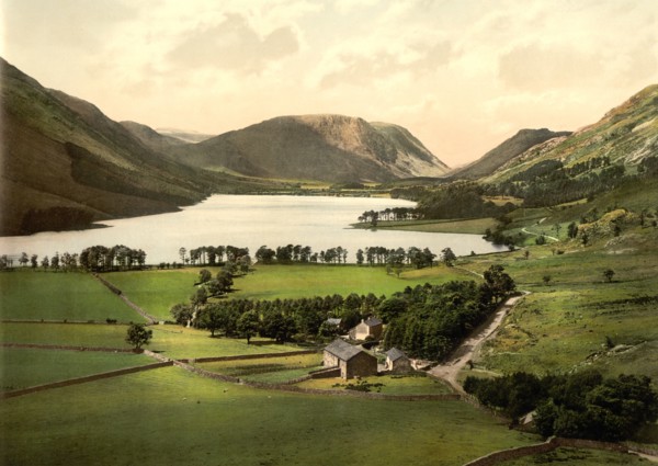 Buttermere and Crummock Water, Lake District, England, Photochrome Print, Detroit Publishing Company, 1900