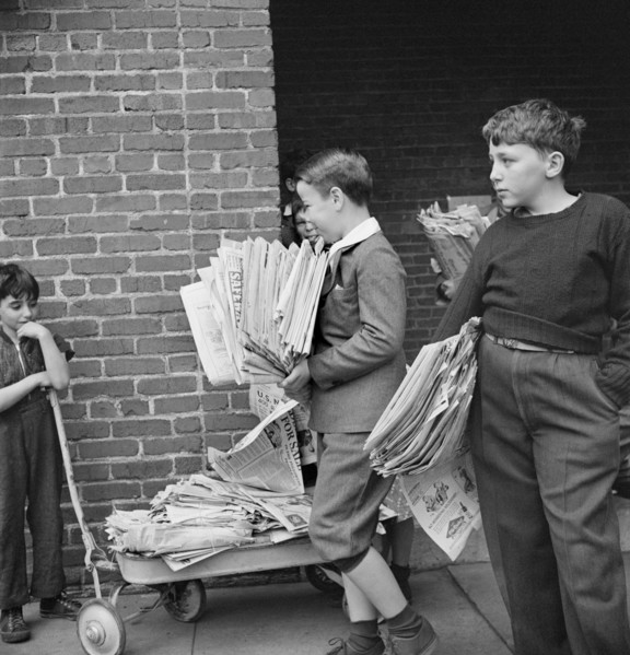 Boys Bringing Their Weekly Contribution of Scrap Paper to School during Scrap Salvage Campaign, Victory Program, Washington DC, USA, Marjorie Collins for Office of War Information, August 1942