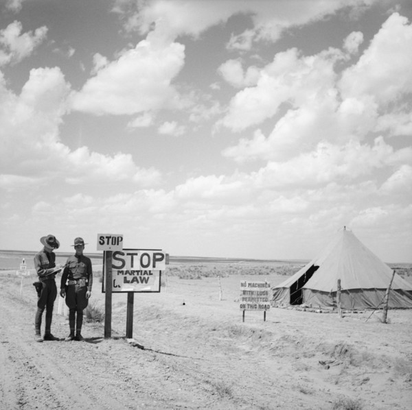 Martial Law on Border Stops Migratory Laborers, Colorado, USA, Arthur Rothstein for Farm Security Administration (FSA), April 1936