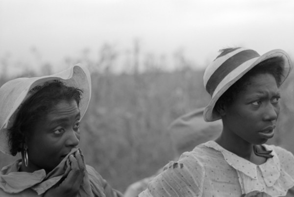 Two Day Laborers Employed Picking Cotton, Lake Dick Project, Arkansas, USA, Russell Lee, September 1938