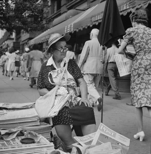 Woman Newspaper Vendor, Washington DC, USA, Esther Bubley for Office of War Information, July 1943