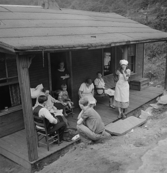 Family of Man Dying of Tuberculosis Gathering on Front Porch of Home, Marine, West Virginia, USA, Marion Post Wolcott for Farm Security Administration, September 1938