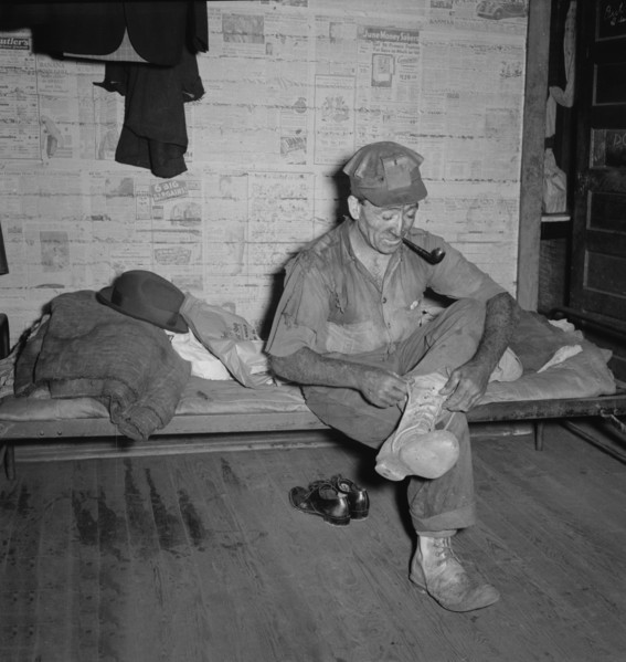Coal Miner Smoking Pipe after Coming Home from Work, Chaplin, West Virginia, USA, Marion Post Wolcott for Farm Security Administration, September 1938