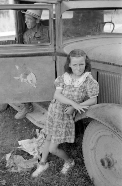 Arkansas Farmer and Daughter now Picking Fruit in Berrien County, Michigan, USA, John Vachon for Farm Security Administration, July 1940