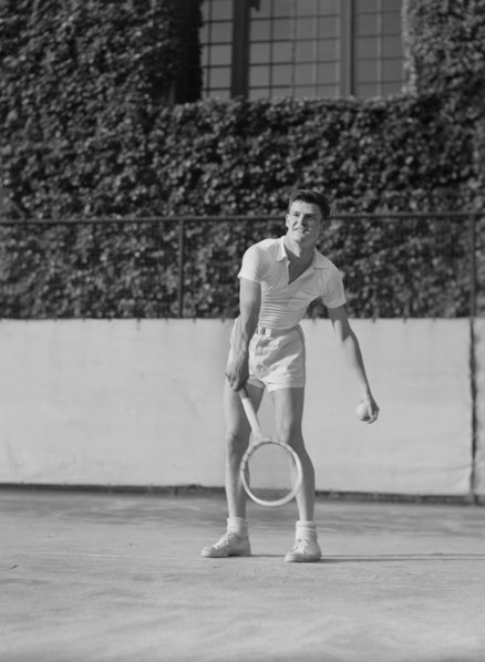Tennis Player, U.S. Naval Academy, Annapolis, Maryland, USA, by Lieutenant Whitman for Office of War Information, July 1942