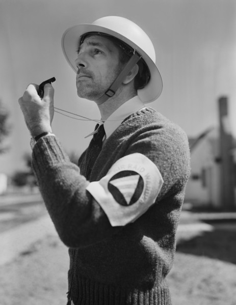 Air Raid Warden, Rochester, New York, USA, Ralph Amdursky, Office of War Information, March 1943