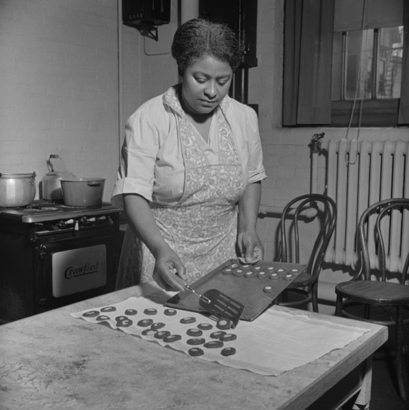 Dietician Baking Cookies at Child Care Center, New Britain, Connecticut, USA, Gordon Parks for Office of War Information, June 1943