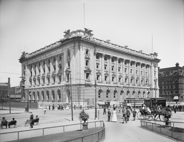 Federal Building and Post Office, Cleveland, Ohio, USA, Detroit Publishing Company, 1910
