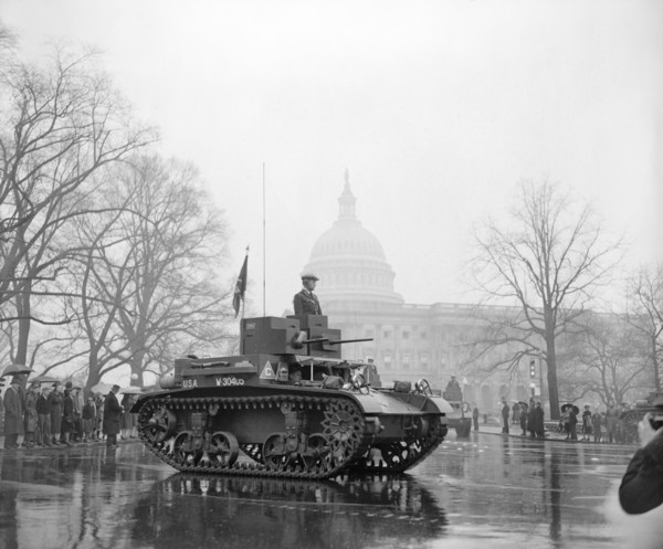 Army Tank and U.S. Capitol Building, Army Day Parade, Washington DC, USA, Harris & Ewing, April 1939