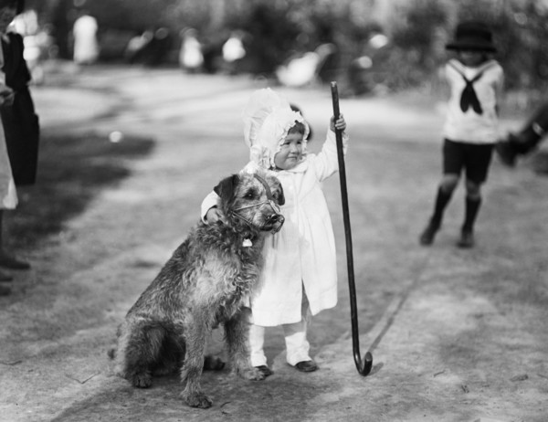 Young Girl with Dog in Park, Harris & Ewing, 1920