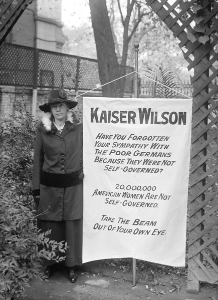 Suffragette with Banner, Washington DC, USA, Harris & Ewing, 1917