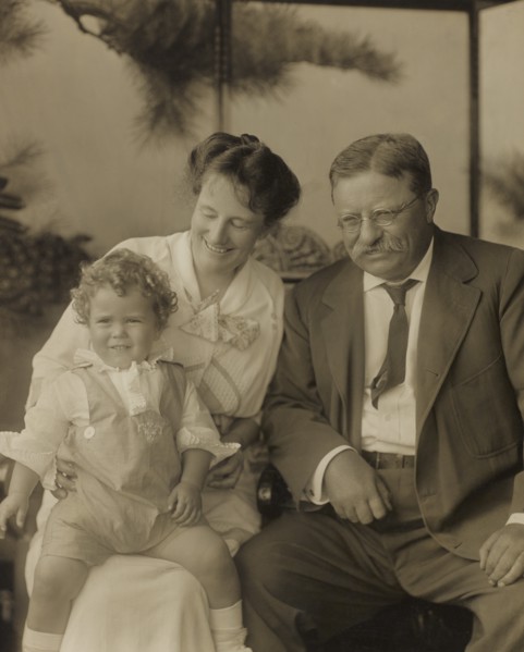 Theodore Roosevelt (right), Seated Portrait with Wife Edith and Grandson Richard Denby, Jr., 1915