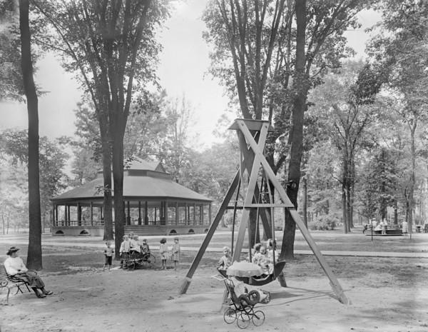 Children Playing in Park, Clark Park, Detroit, Michigan, USA, Detroit Publishing Company, early 1900's