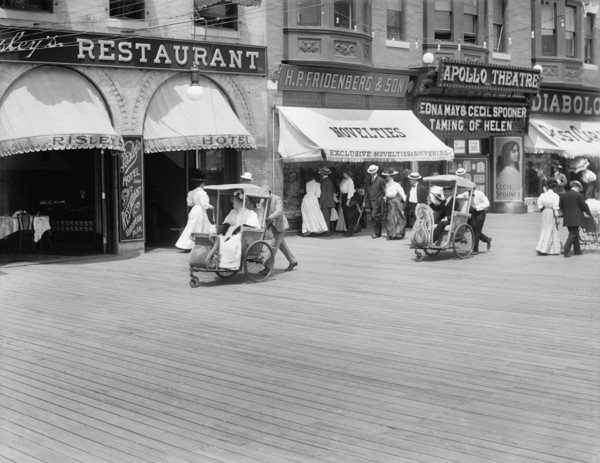 Rolling Chairs on Boardwalk, Atlantic City, New Jersey, USA, Detroit Publishing Company, 1905