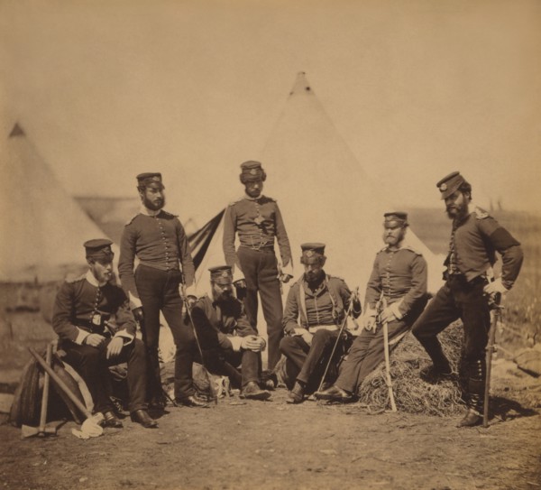 Group of British Officers of the 90th Regiment of Foot (Perthshire Volunteers), Crimean War, Crimea, Ukraine, by Roger Fenton, 1855