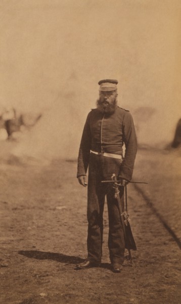 Major Philip Gosset Pipon, Royal Artillery, Full-length Standing Portrait, Crimean War, Crimea, Ukraine, by Roger Fenton, 1855