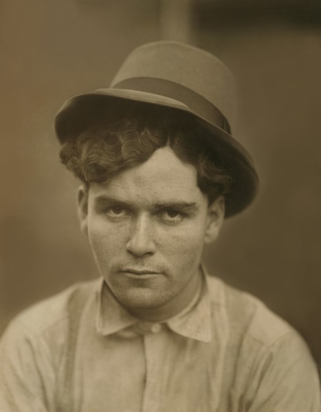 Teenage Newsboy, Head and Shoulders Portrait, St. Louis, Missouri, USA, Lewis Hine for National Child Labor Committee, May 1910