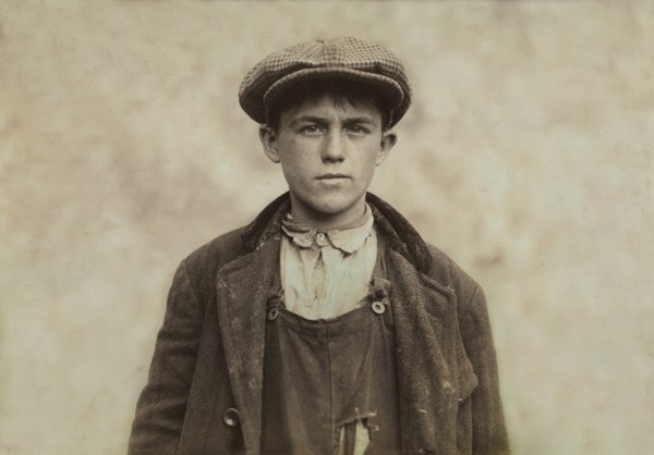 James Donovan, Sweeper at Fall River Iron Works, Half-Length Portrait, Fall River, Massachusetts, USA, Lewis Hine for National Child Labor Committee, June 1916