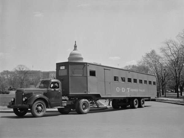 New Oversized Trailer Designed and Built by the Office of Defense Transportation and War Production Board (WPB) officials with the Cooperation of Private Companies, Made Entirely of Non-Critical Mater...