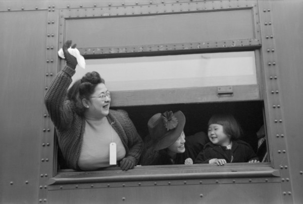 Japanese-Americans on Train to Owens Valley During Evacuation of Japanese-Americans from West Coast Areas under U.S. Army War Emergency Order, Los Angeles, California, USA, Russell Lee, Office of War ...