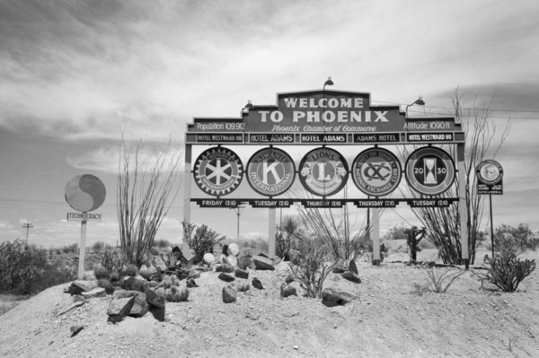 Sign, Welcome to Phoenix, Phoenix, Arizona, USA, Russell Lee, Farm Security Administration, May 1940