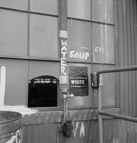 Drinking Fountain Marked "White", Bethlehem-Fairfield Shipyards, Baltimore Maryland, USA, Arthur S. Siegel, Office of War Information, May 1943