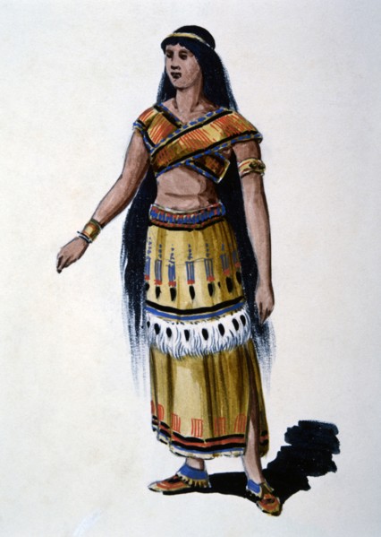 Pocahontas, Watercolor Painting by William L. Wells for the Columbian Exposition Pageant, 1892