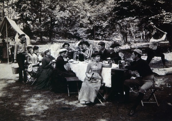 Group of Men and Women at Picnic, Harrisburg, Pennsylvania, USA, circa 1895